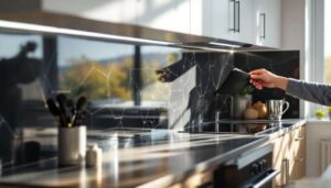 Küche im Handumdrehen renovieren: Selbstklebende Spritzschutzwand anbringen – ohne Demontage