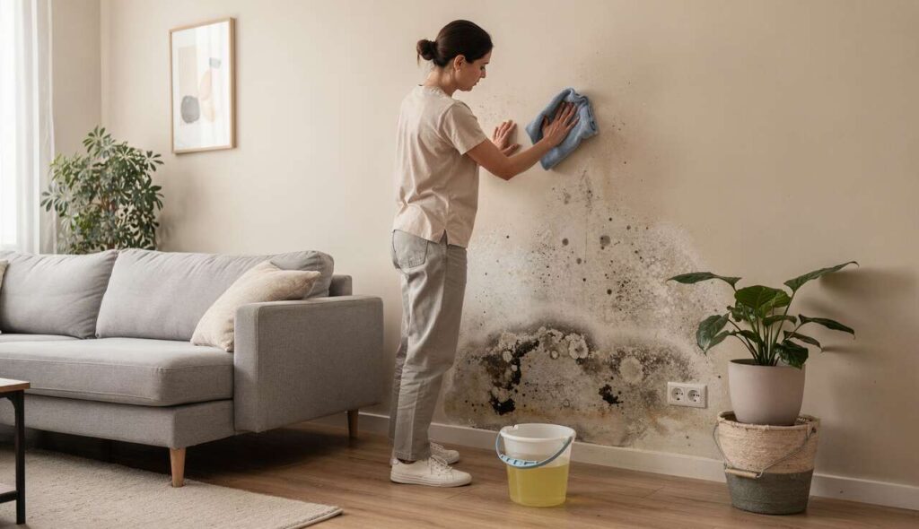 Schimmel an der Wand reinigen, ohne die Farbe zu beschädigen: Die unverzichtbare 15-Minuten-Regel, die jeder kennen sollte